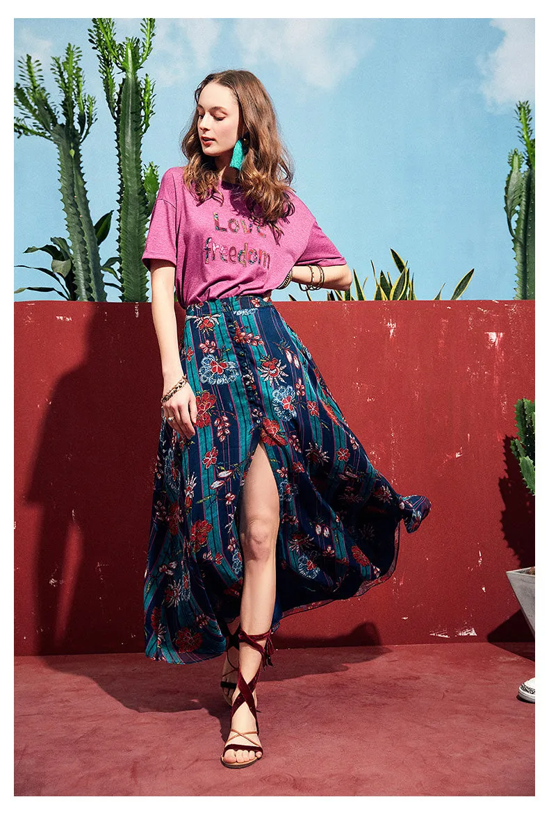 ARTKA LOVE FREEDOM PRINT T SHIRT DRESS