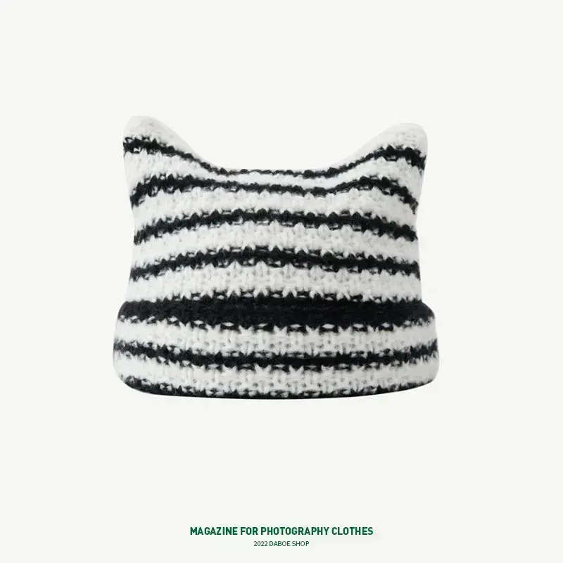 Breathable Windproof Cute Thermal Head Cover Woolen Cap beanies