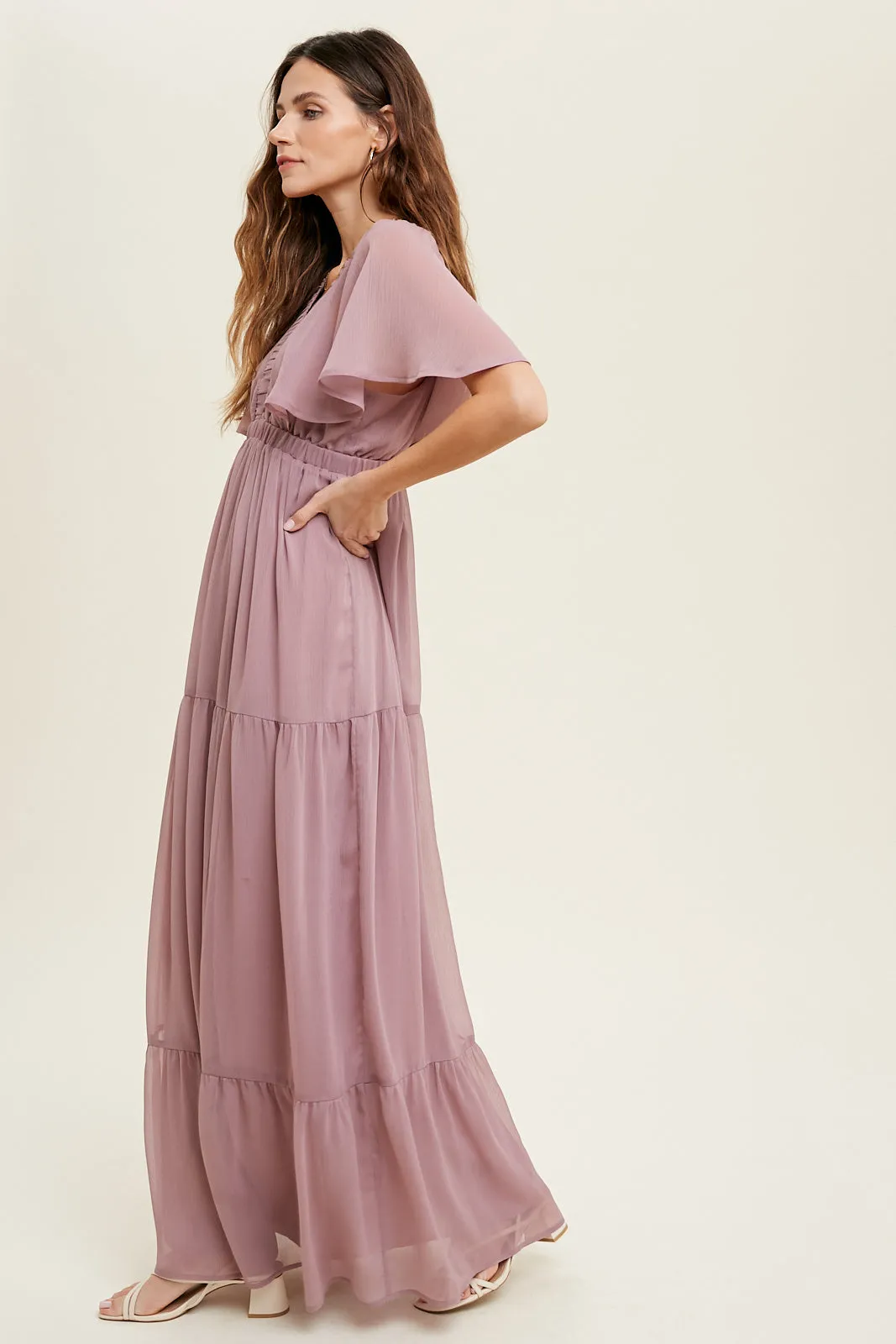 Chiffon Maxi Dress | Mauve