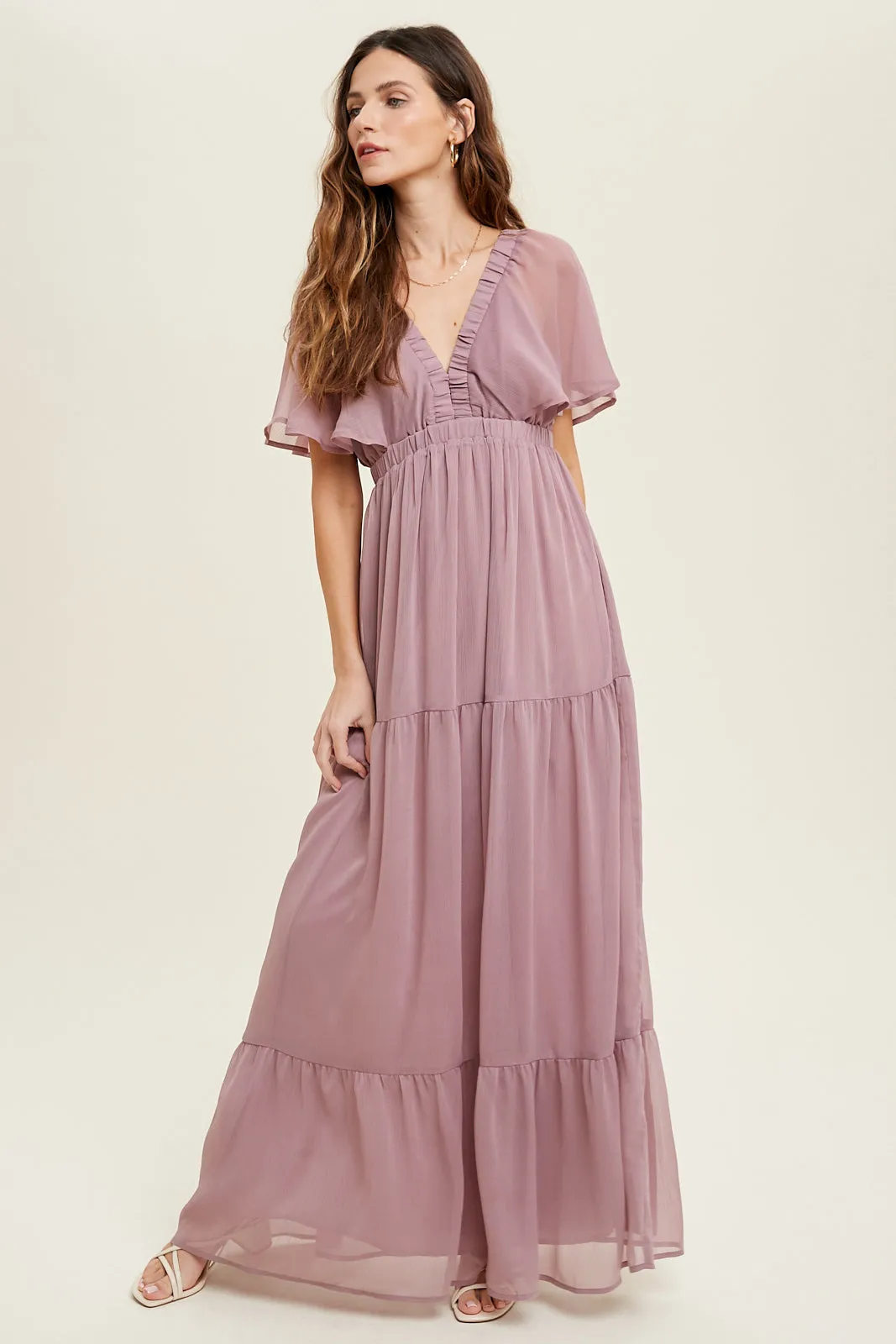 Chiffon Maxi Dress | Mauve