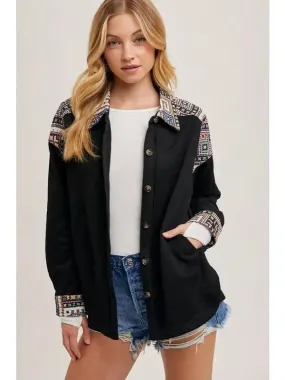 Embroidered Button Down Shacket