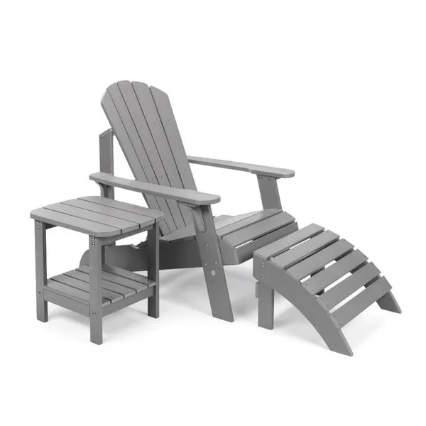 Gardenature Luxury Adirondack Footstool - Light Grey
