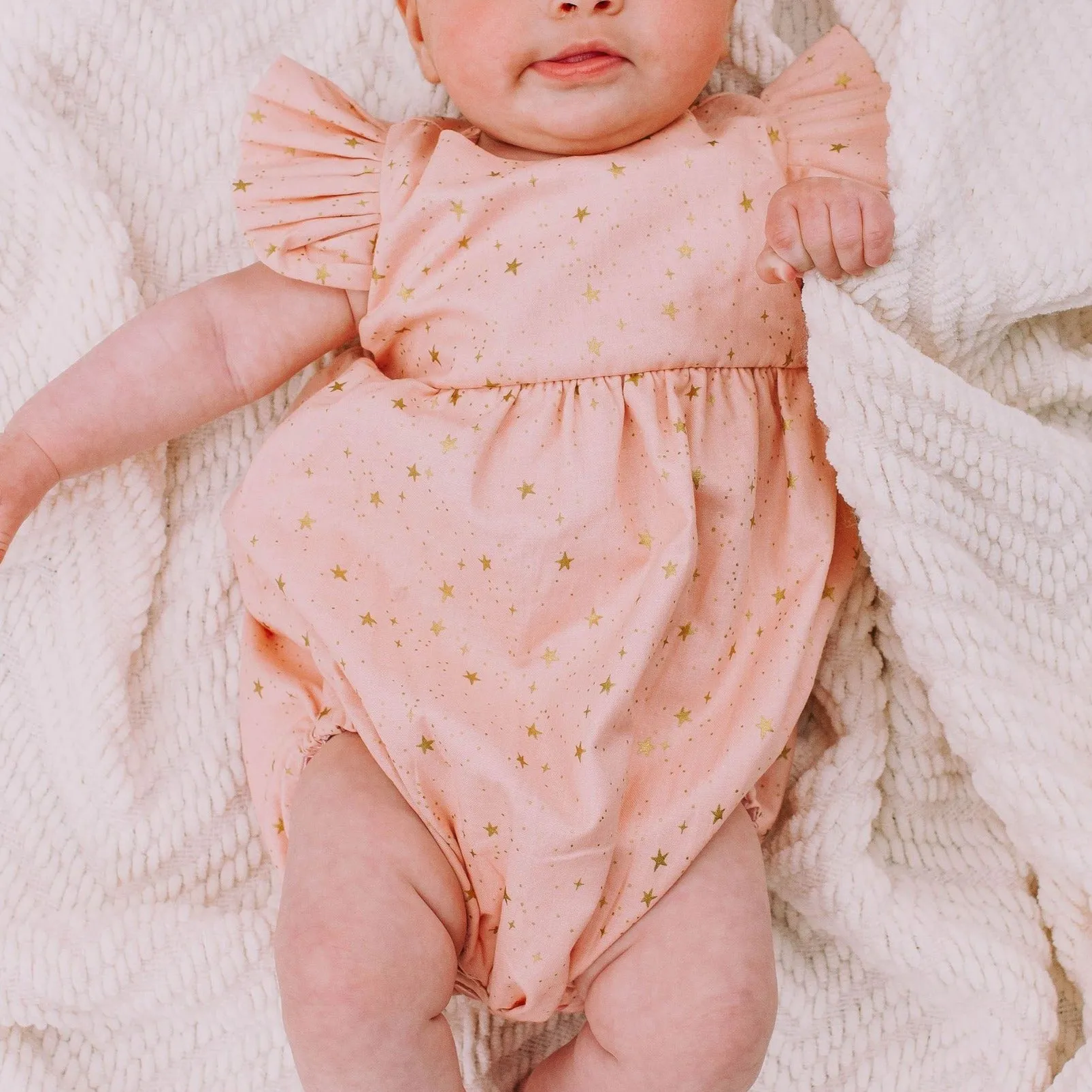 Infant Girl's Pink and Gold Star Rifle Paper Print Bubble Romper