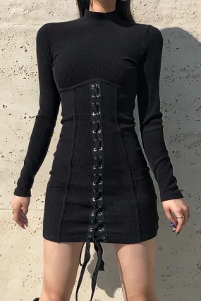 Laced Up Noir Dress