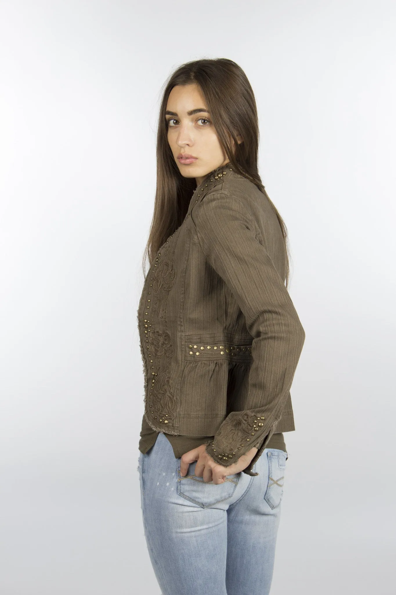 Olive Studded Jacket-511