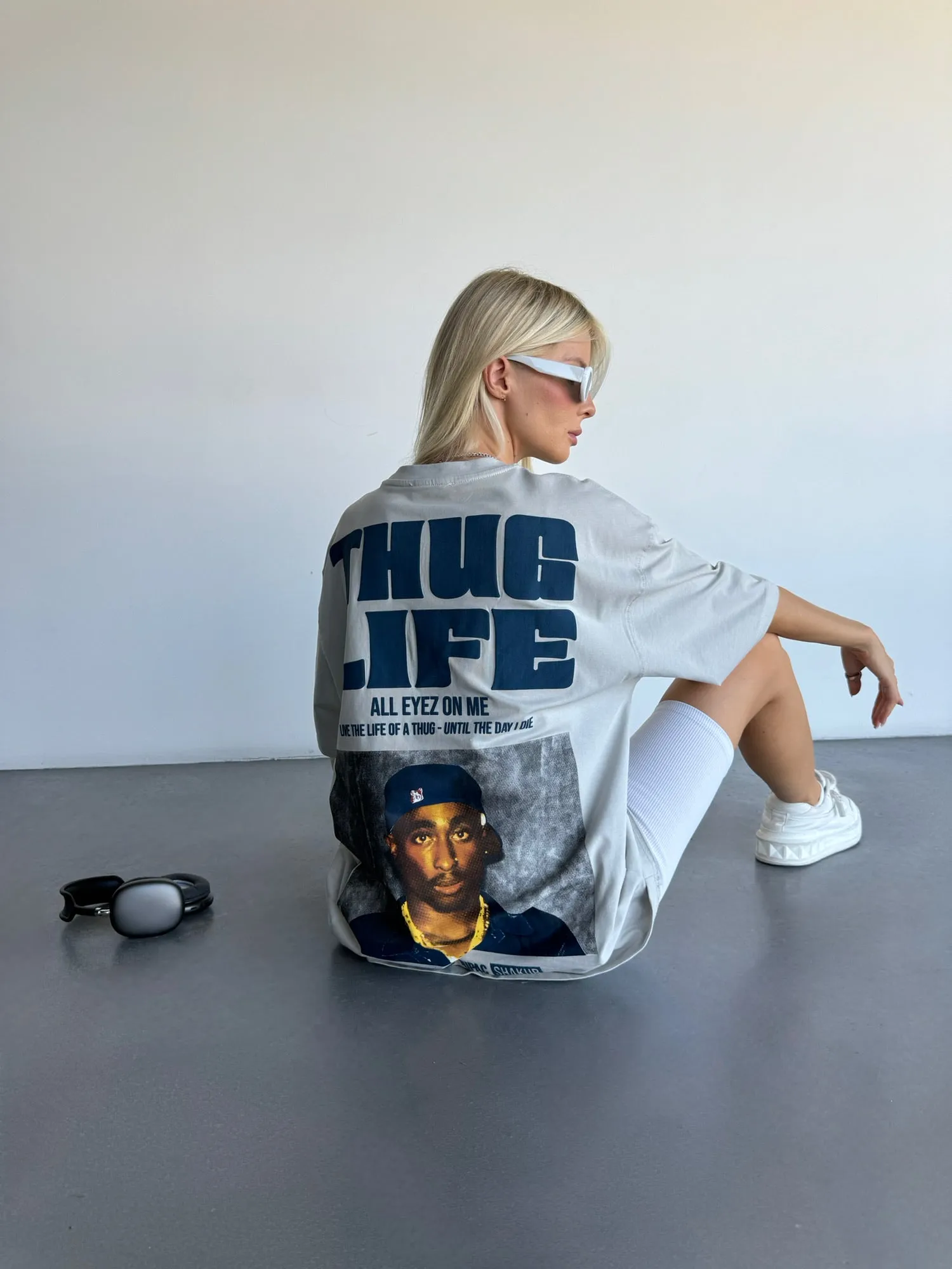 Oversize Thug Life T-Shirt - Grey
