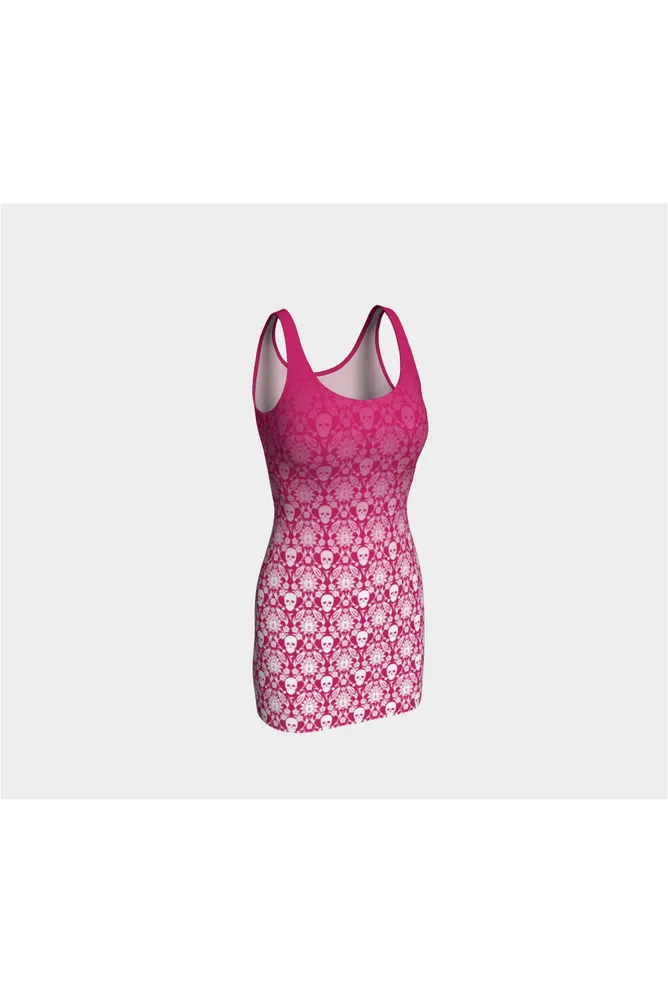 Peacock Pink Skull Print Bodycon Dress