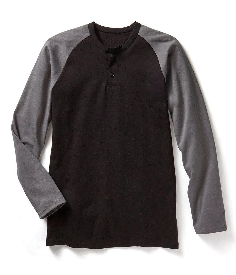 Rasco FR Men's Grey/Black Long Sleeve Henley T-shirt FR0401GY/BK