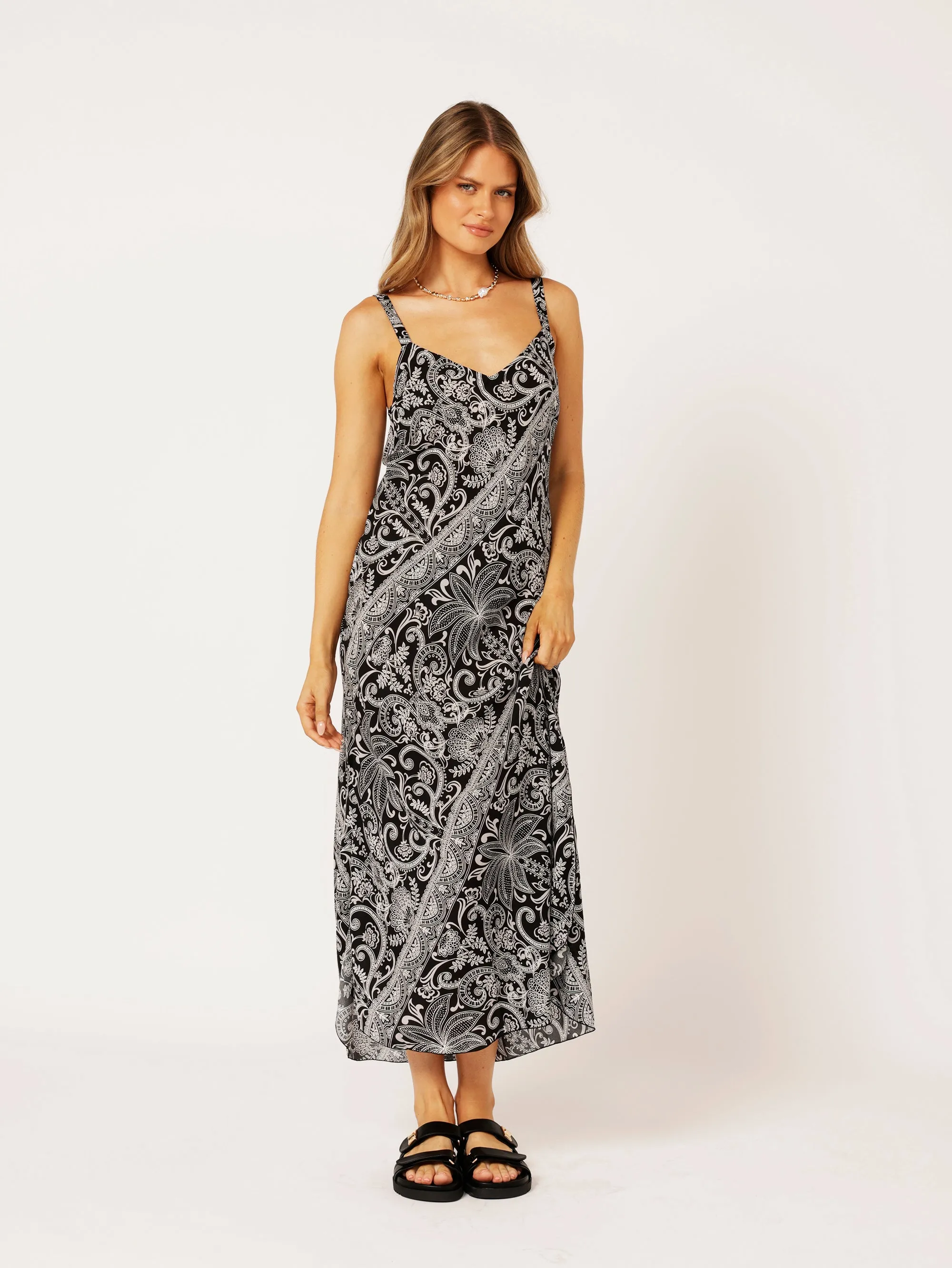 Slip Dress MAXI | Bias Cut | Black Palm